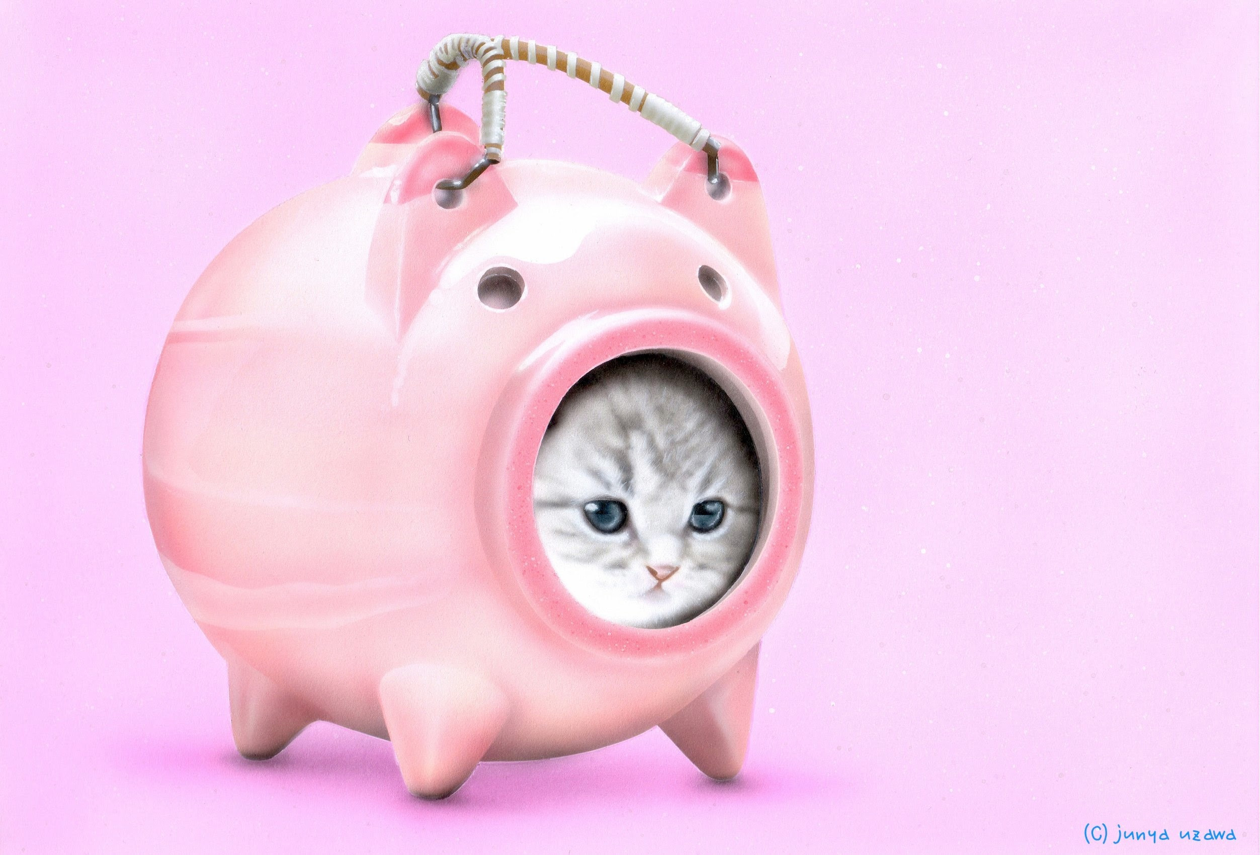 8月のデスクトップピクチャ 壁紙 Junya Blog 猫 犬 リアリズム絵画