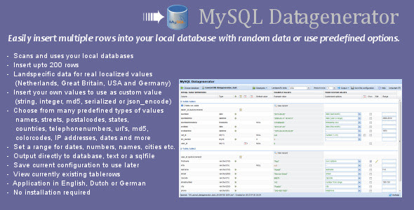 MySQL Datagenerator (Database Abstractions)