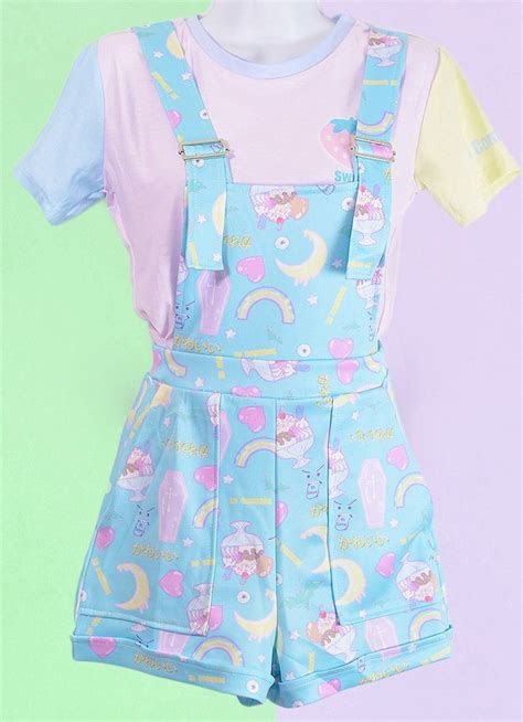 fairy kei pattern overalls cuteness pastel fashion