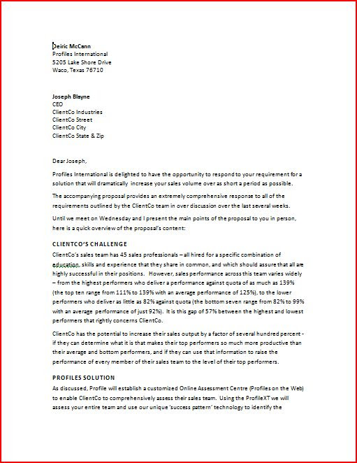 Sample Business Proposal Letter