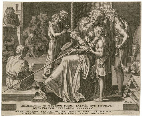 Grammatica -- Grammatica os tenerum pueri - Cornelis Cort 1565 (Cock, Floris) (Folger)