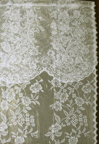 Ricardo Romance Lace Ivory Lace Fabric Shower Curtain with attached valance is 70inch wide x 72 