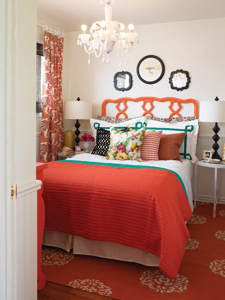 Orange Drapes - Contemporary - bedroom - House & Home