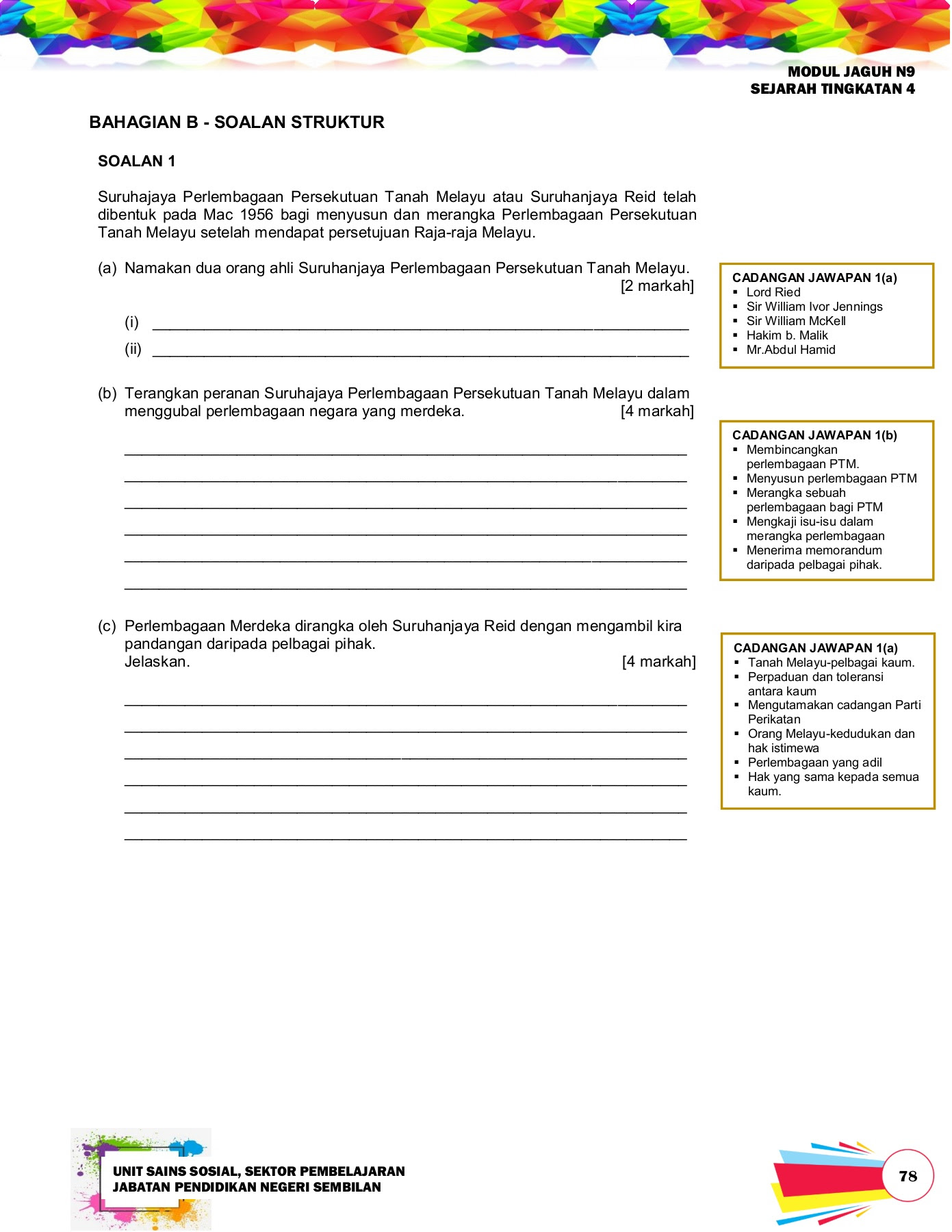 Jawapan Modul Jaguh Sejarah Tingkatan 4 Bab 1