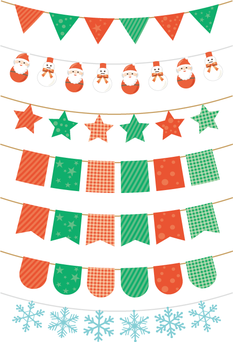 フリーイラスト 7種類のクリスマス用のフラッグガーランドのセットでアハ体験 Gahag 著作権フリー写真 イラスト素材集