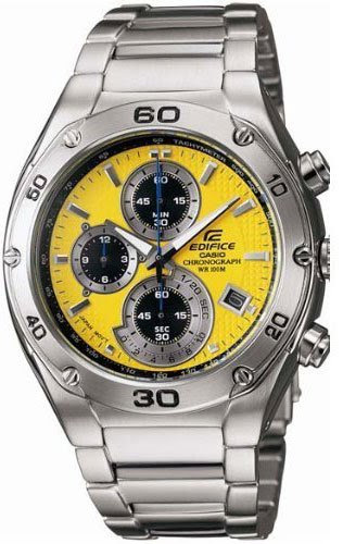 Men's Stainless Steel Edifice Yellow Dial Chronograph Link Bracelet