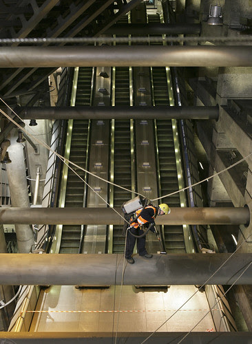 Specialists abseil through Westminster Tube station