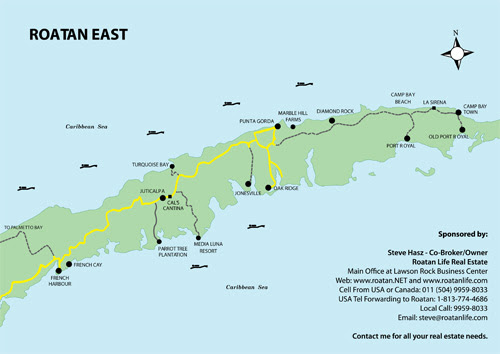 Map Of Roatan Island Honduras