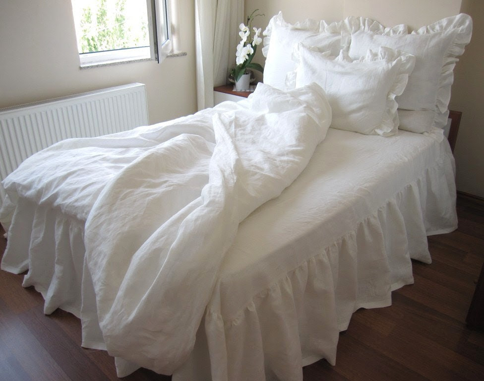 Popular items for white linen bedding on Etsy