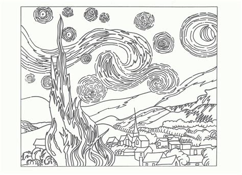  coloring page starry night van gogh high quality coloring pages