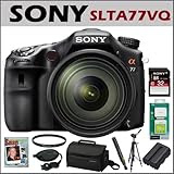 Sony DSLR SLTA77VQ 24.3MP Digital SLR Camera & 16-50MM Lens + Sony 32GB Class 10 SD Memory Card + Accessory Kit