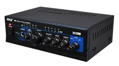 Pyle Home PTA4 Mini 2x120 Watt Stereo Power Amplifier with AUX/CD Input