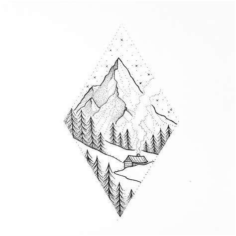 cabin sketchbook fineliner drawings landscape tattoo