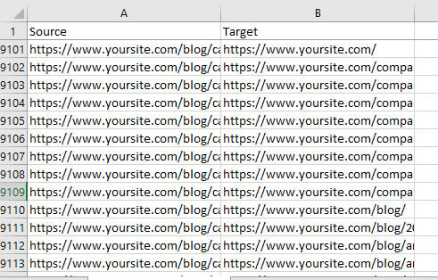 Edges and Nodes spreadsheet
