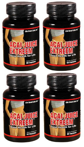 ACAI Juice Extreem -240 CAPSULES 100% PURE, 4 times MORE potent for each MG ACAI Berry Natural Nutrition, Energy and also used for Weight Loss Detox Diet 4 Bottles, 4 Months , 1300 Mg