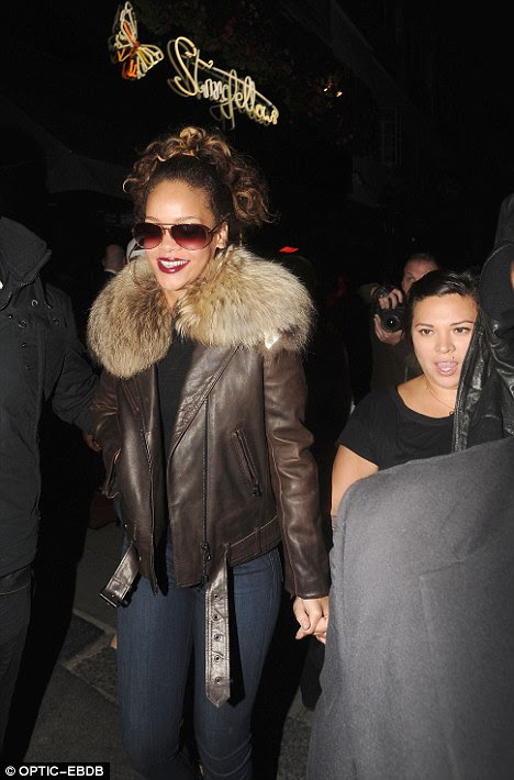 Girls' night out: Singer Rihanna leaves Stringfellows with a friend last week