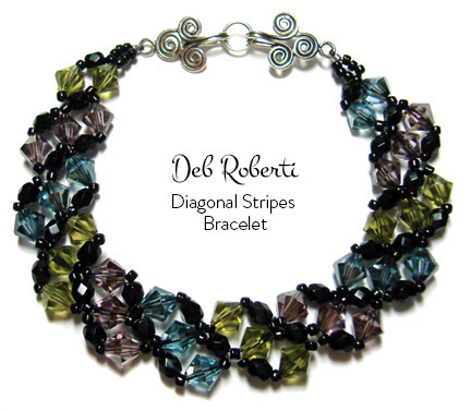 Diagonal Stripes Bracelet, free pattern