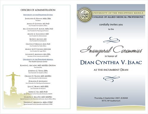 Inauguration Program Front-Back