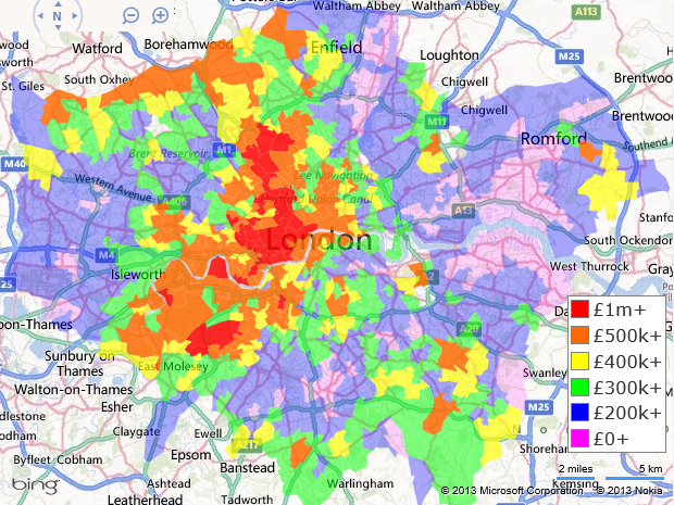 London Property Price Heat Map London house price heat map