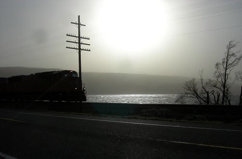 Train, sun and dust
