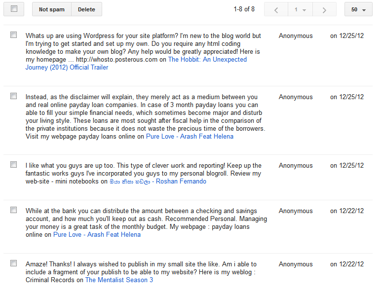 sample comment in my blog