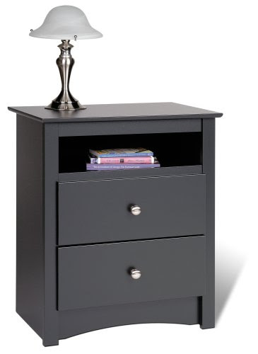 Prepac Sonoma Tall 2-Drawer Nightstand, Black