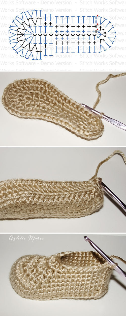 sole and shoe, baby sized, free crochet pattern