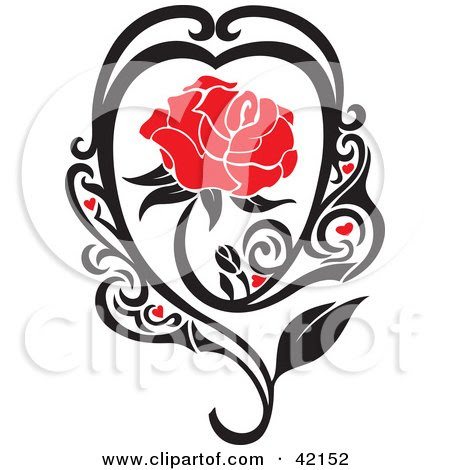 clipart hearts and roses. Clipart Illustration of a