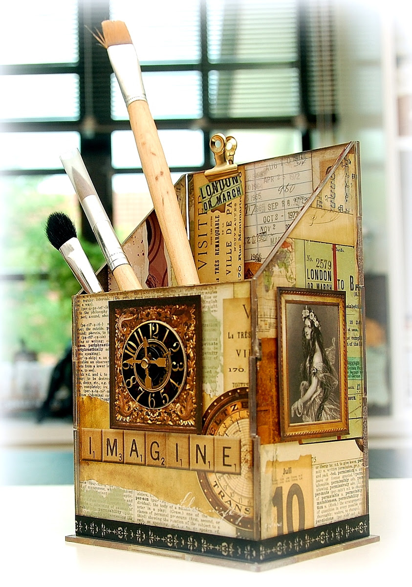 Altered acrylic holder by Irene Tan using BoBunny Beautiful Dreamer collection