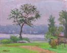 Peach Lake, Grey Day (click here to bid on this painting)