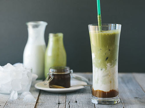 Iced Matcha and Salted Caramel Latte