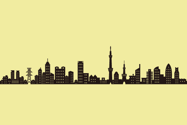 横長シルエット街並み 街 建物系イラスト専門サイト Town Illust