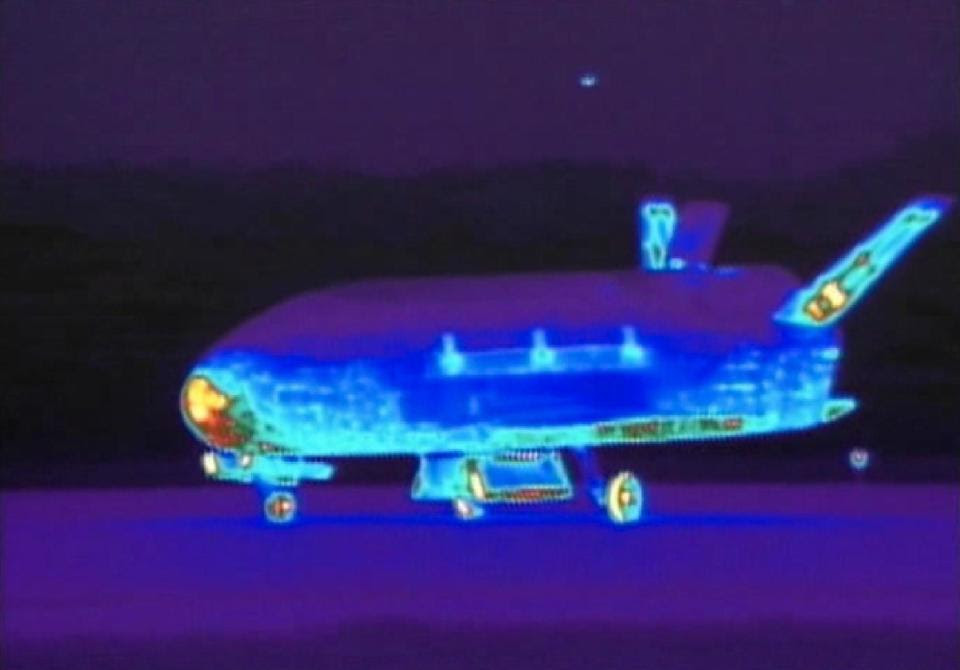 This June 16, 2012 file image from video made available by the Vandenberg Air Force Base shows an infrared view of the X-37B unmanned spacecraft...