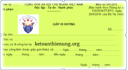 Máº«u Giáº¥y Ä'i Ä'Æ°á»ng Theo Thong TÆ° 200 Va 133