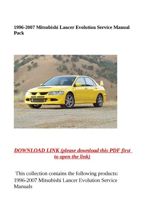 eBook 1996 2007 Mitsubishi Lancer Evolution Service Manual Pack (PDF / ePub)