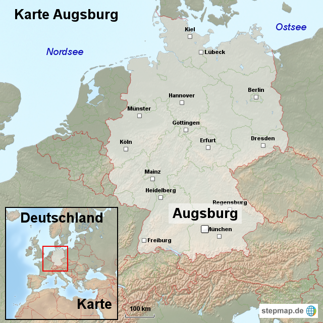 Karte Augsburg von ortslagekarte - Landkarte für Deutschland