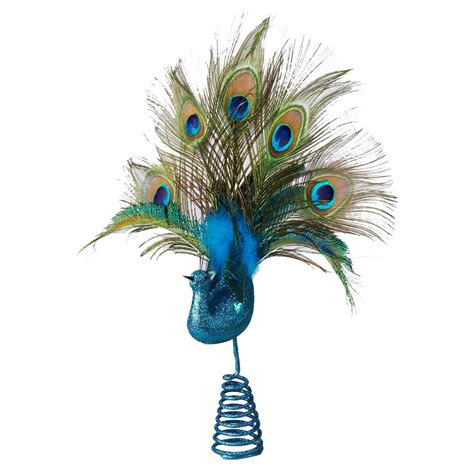 kurt adler   decorative peacock tree topper