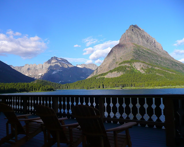 P1160887_aby8 Grinnell Point and Mt. Gould from Many Glacier Hotel, Early Morning
