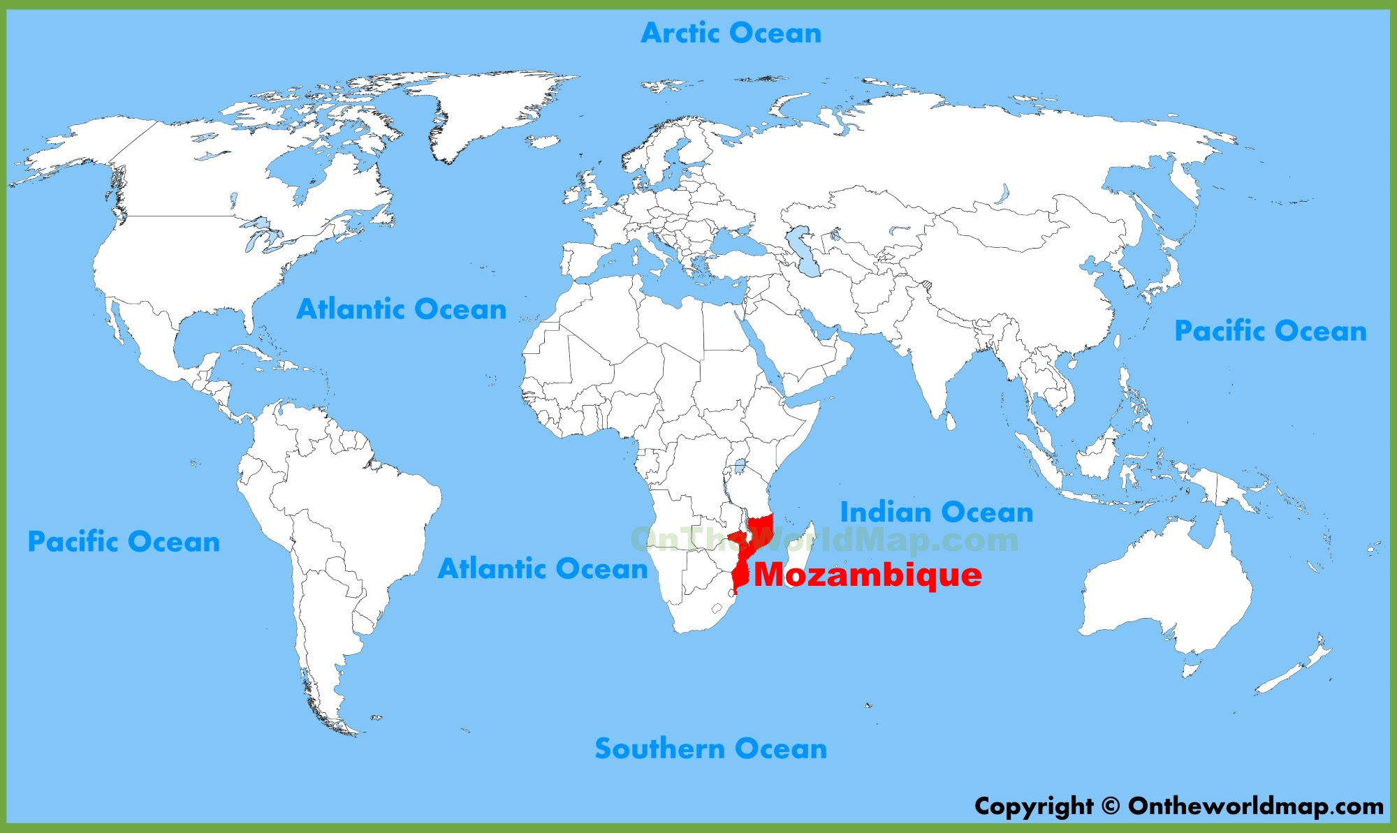 Mozambique On World Map Mozambique location on the World Map