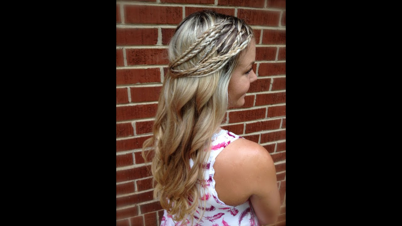Hippie Braids Half Up & Curls - YouTube