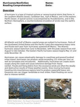  hurricanes worksheets activities for weather unit science reading