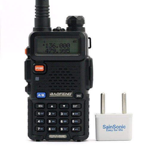 BaoFeng UV-5R 136-174/400-480 MHz Dual-Band DTMF CTCSS DCS FM Ham Two Way Radio with Extra SainSonic EU Adaptor *Exclusively*