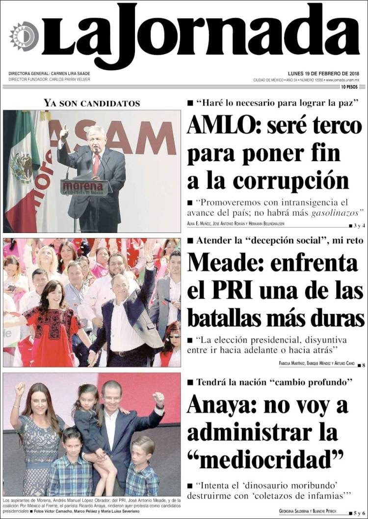 Portada de La Jornada (México)