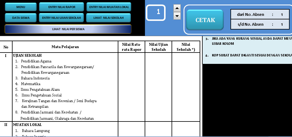 Software Nilai US SD 2016/2017 Aplikasi Excel Free Download