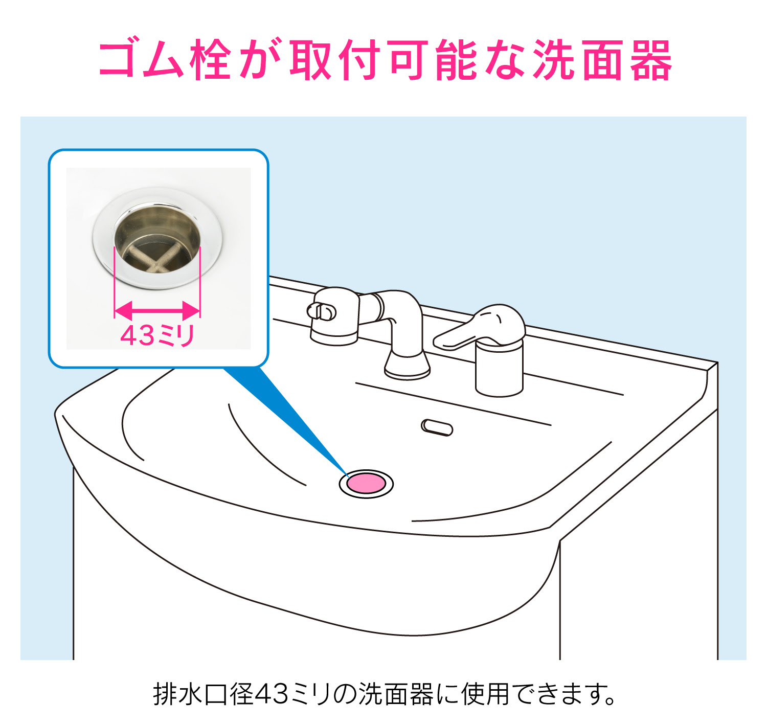 洗面器ゴム栓くさりつき