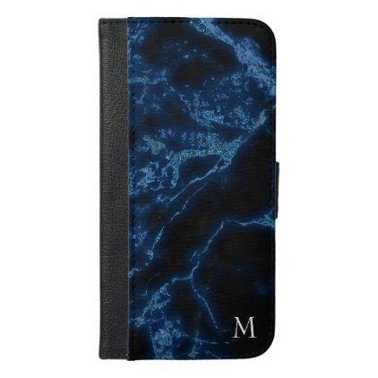 Monogrammed Blue Glitter iPhone 6/6s Plus Wallet Case