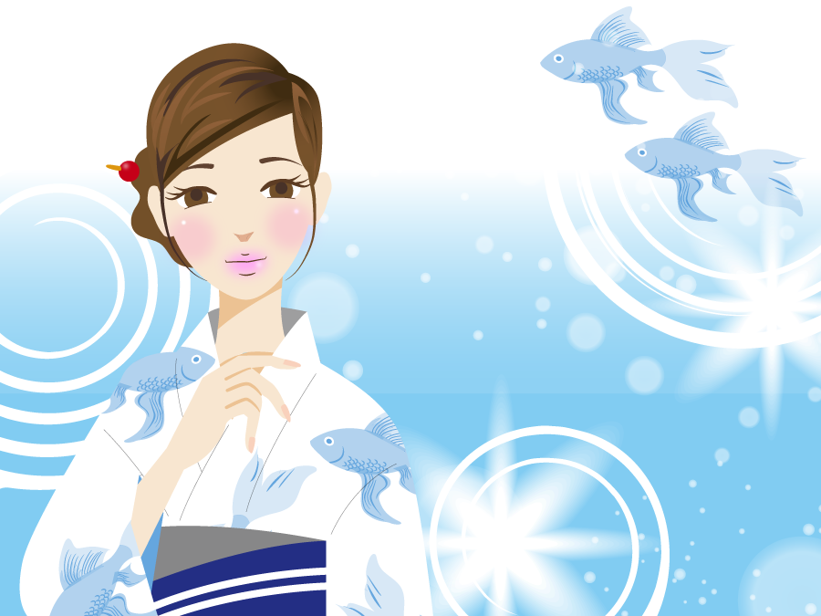 フリーイラスト 金魚と浴衣姿の女性でアハ体験 Gahag 著作権フリー写真 イラスト素材集