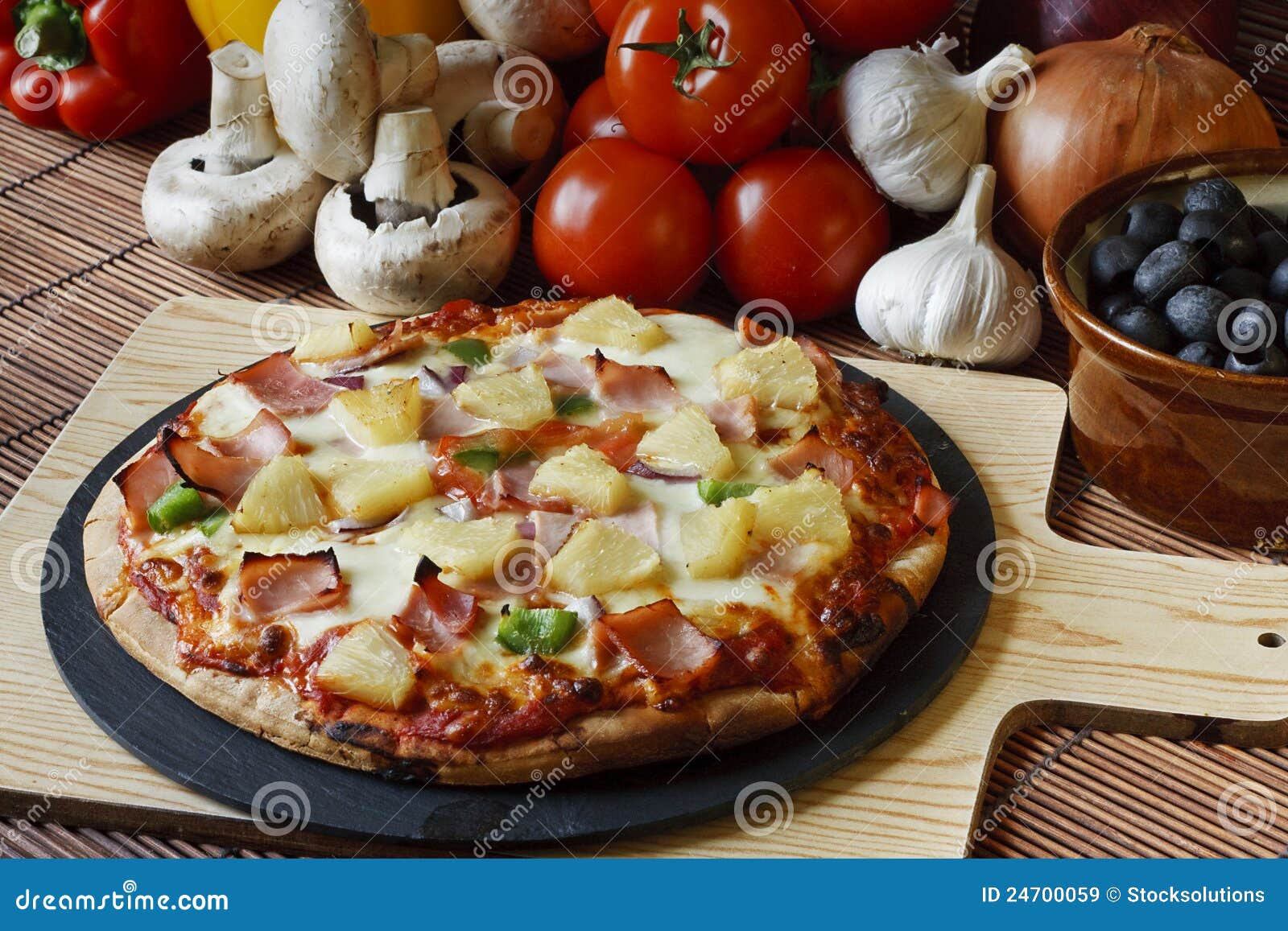 Wood Fired Ham And Pineapple Supreme Pizza Royalty Free Stock Images ...