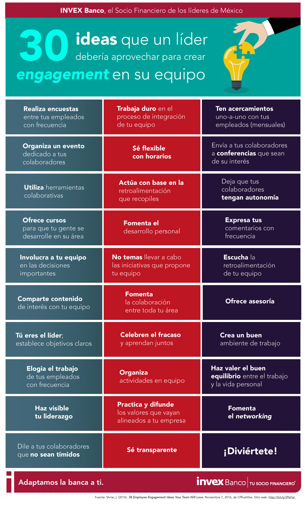 30 ideas que un líder debería aprovechar para crear engagement en su equipo