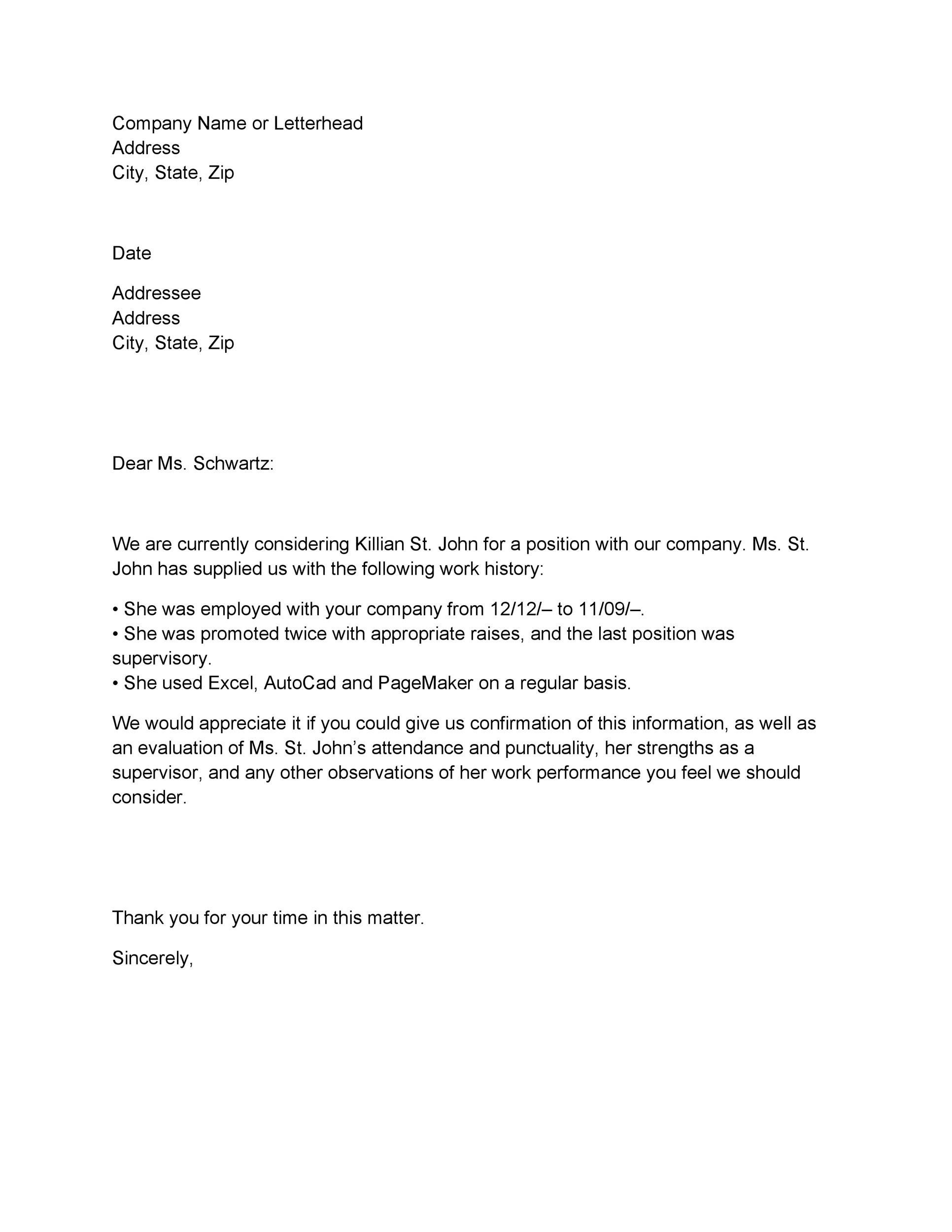 40 Proof of Employment Letters, Verification Forms  Samples